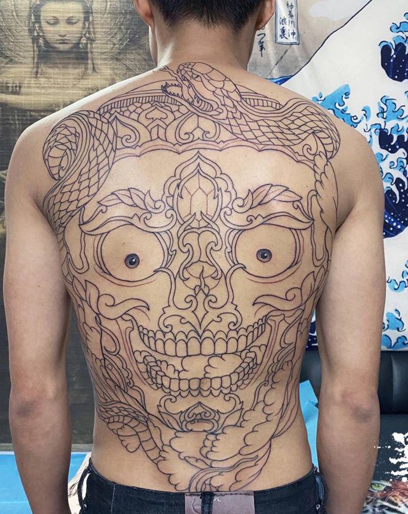 卡巴拉纹身图片_背部新传统纹身图案