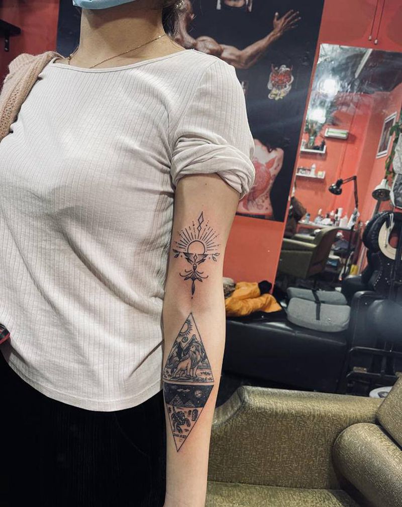 几何纹身图片_手部纹身图案