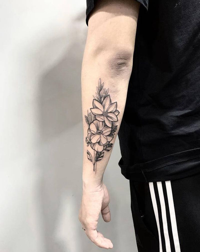 男人纹"素花"也不错的[旺柴]纹身图片_手臂手部点刺几何纹身图案