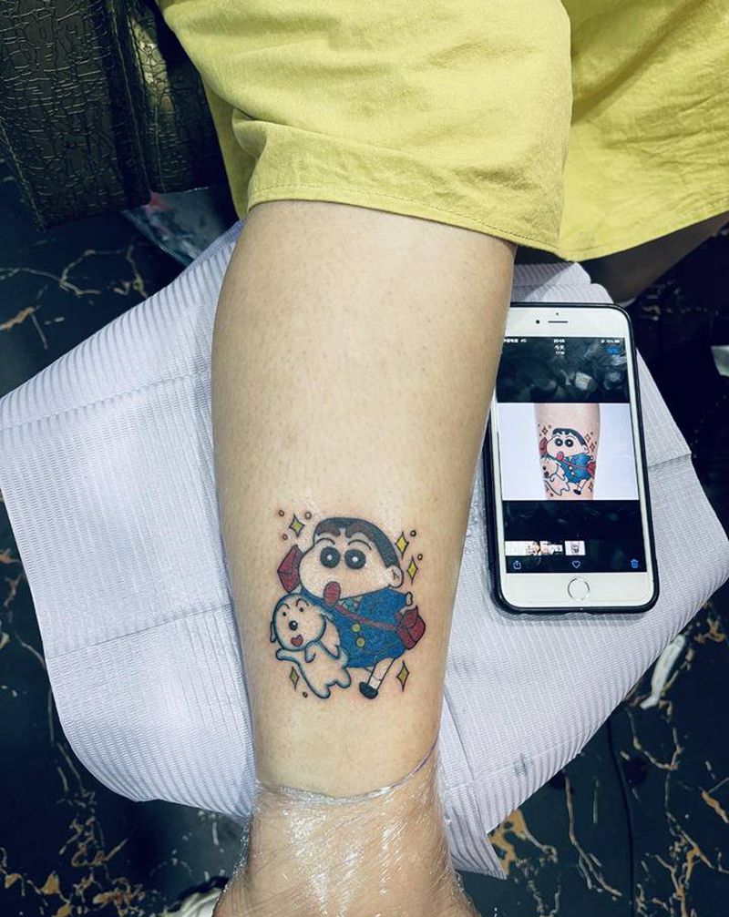 彩色纹身图片_腿部脚部纹身图案