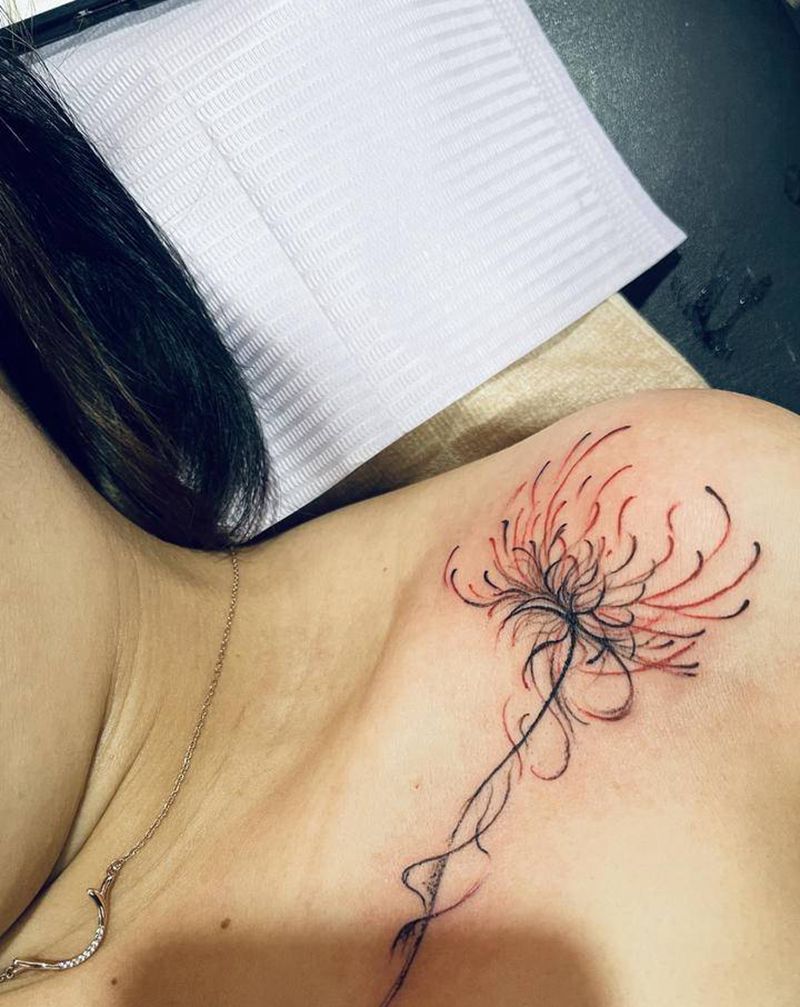 彼岸花纹身图片_肩部纹身图案