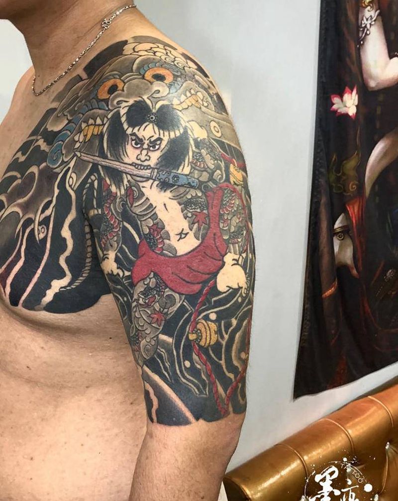 【张顺.破水门】纹身图片_手臂胸部老传统纹身图案