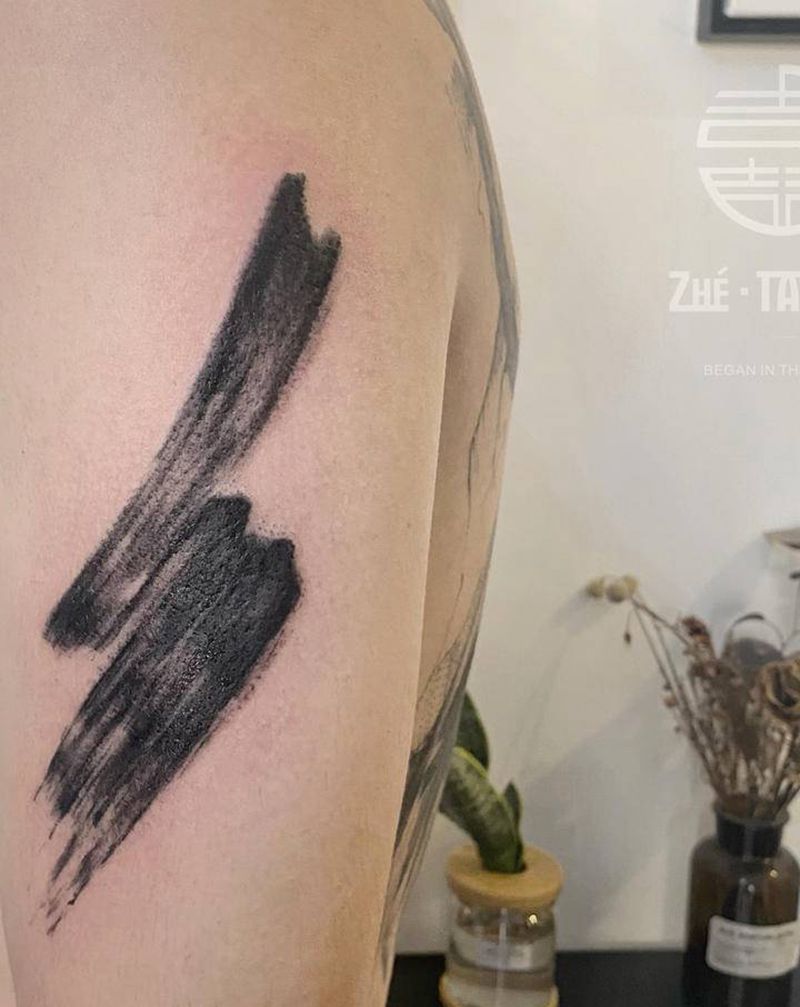 毛笔笔触遮盖纹身图片_水墨纹身图案