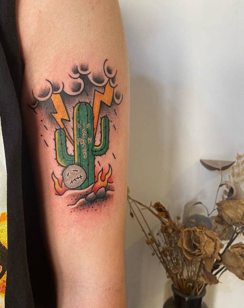 仙人掌纹身图片_手臂Old School纹身图案