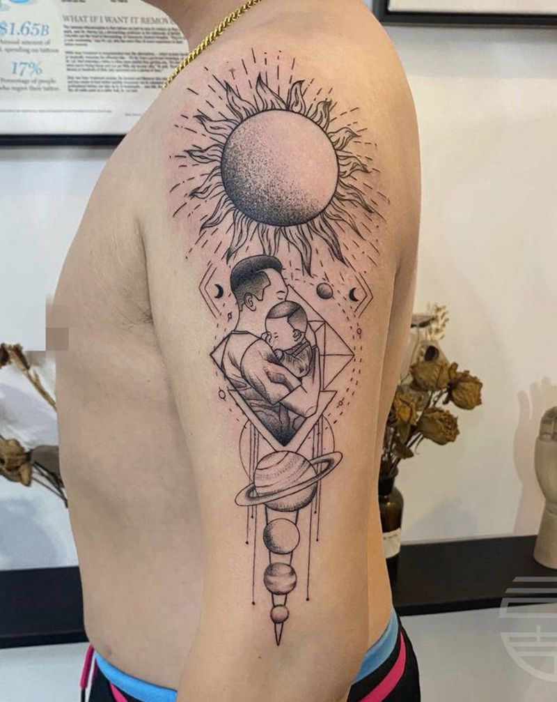 几何人像纹身图片_手臂几何纹身图案