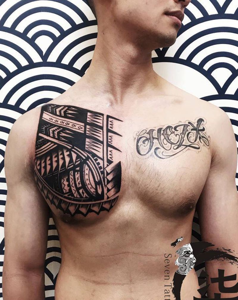 图腾纹身图片_胸部纹身图案