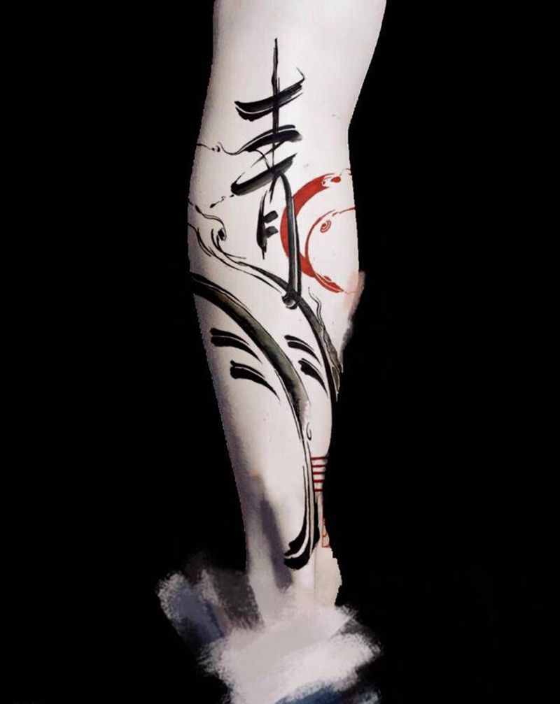 青羽纹身图片_水墨纹身图案