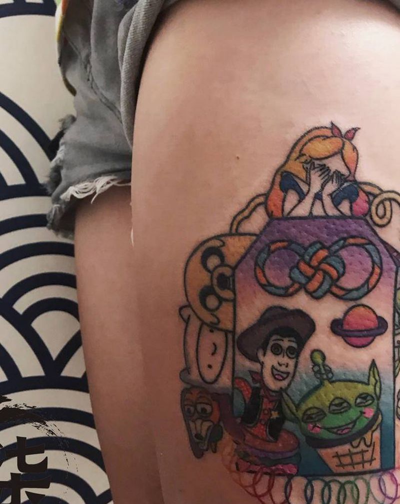 卡通合集纹身图片_腿部纹身图案