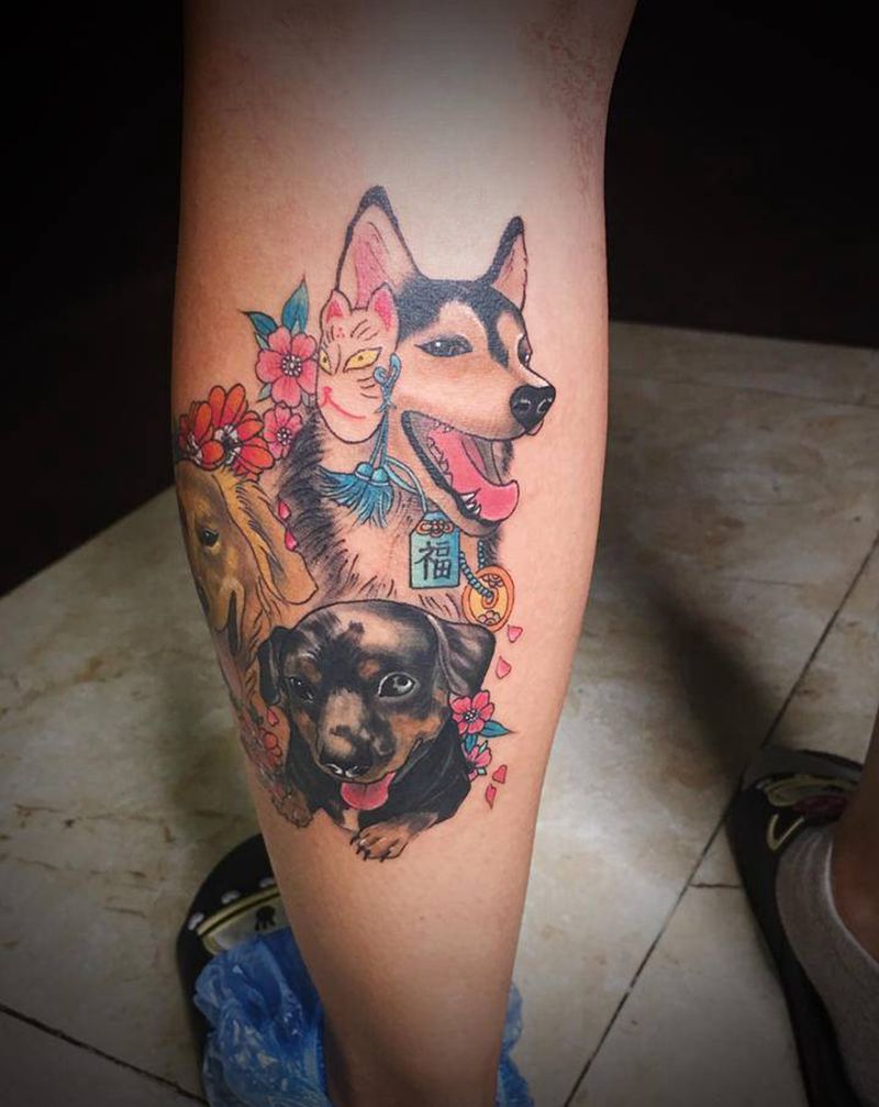 狗狗纹身图片_New School纹身图案