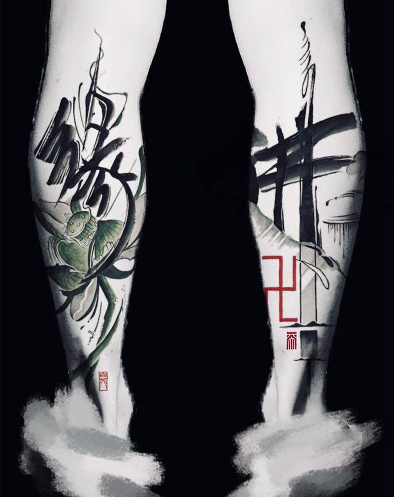 缘，佛纹身图片_水墨纹身图案