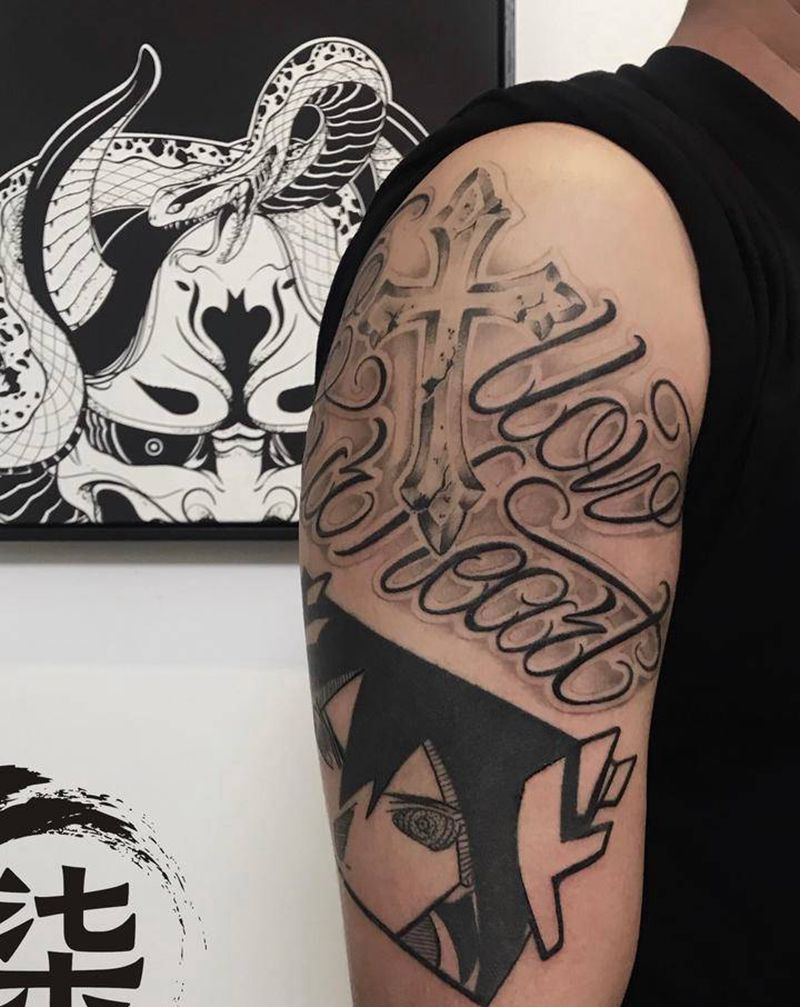 添加花体字纹身图片_手臂纹身图案