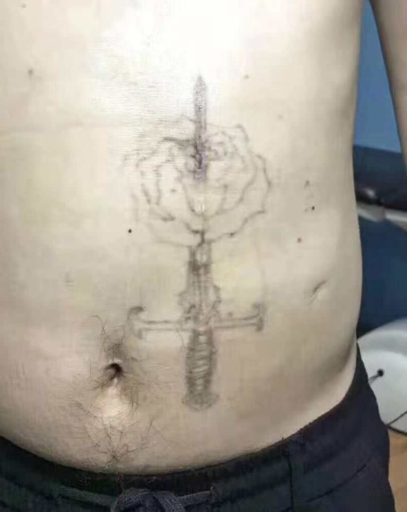 遮盖疤痕加老纹身纹身图片_腹部新传统纹身图案