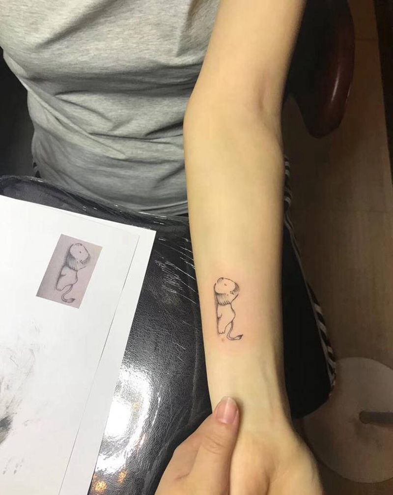 小狮子纹身图片_手臂小清新纹身图案