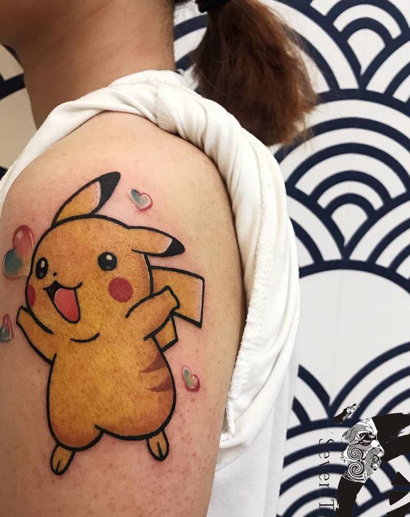 皮卡丘纹身图片_手臂纹身图案