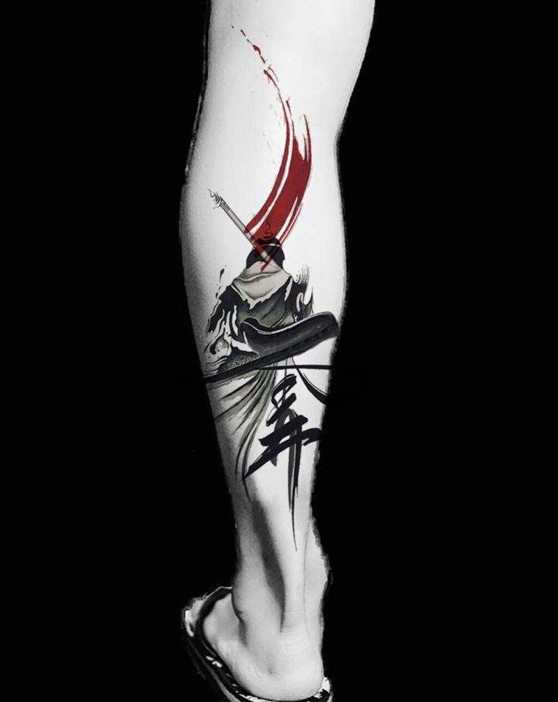 至尊宝纹身图片_水墨纹身图案