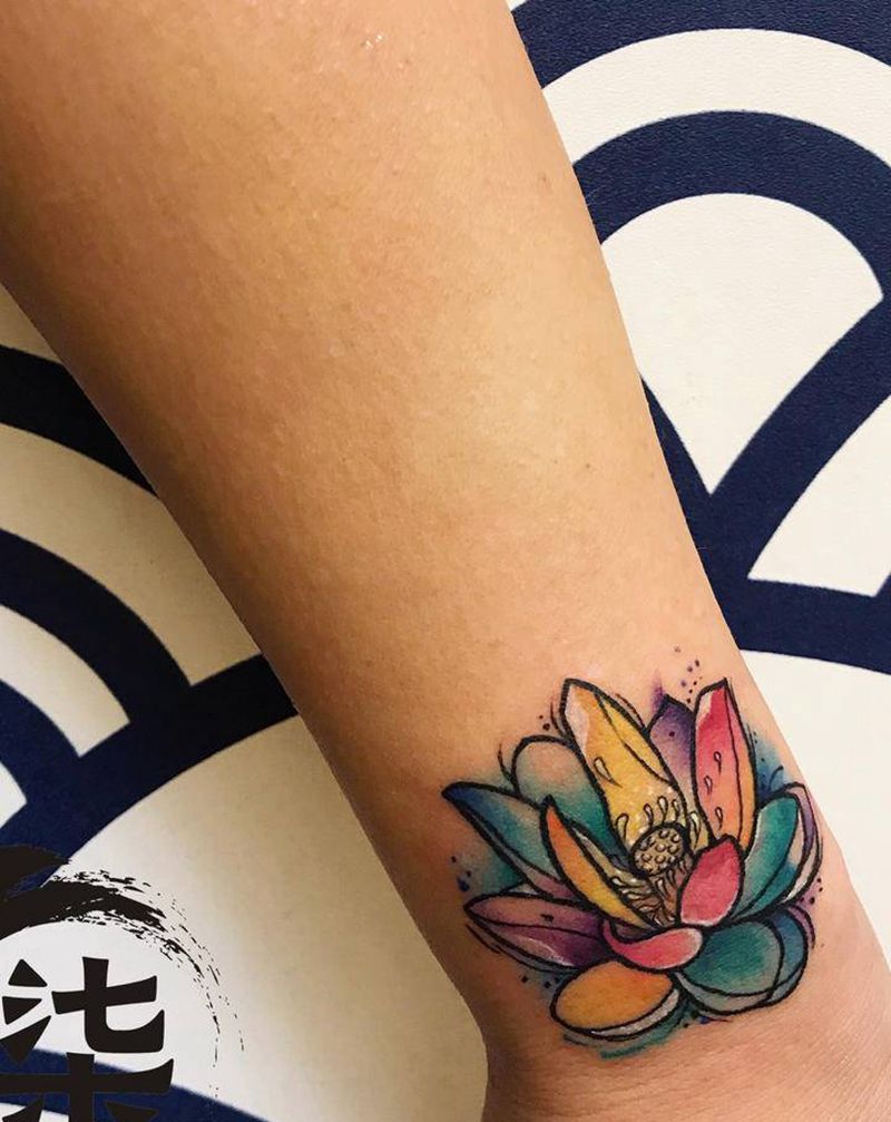 莲花遮盖纹身图片_手臂纹身图案