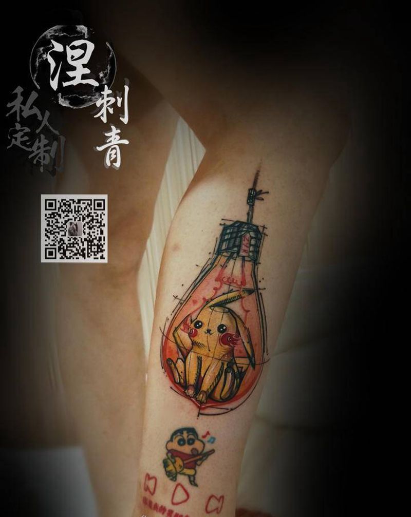 皮卡丘纹身图片_New School纹身图案