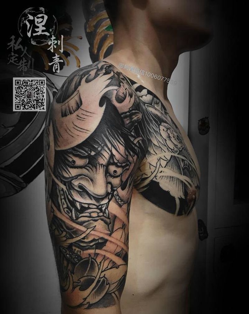 般若半甲纹身图片_新传统纹身图案