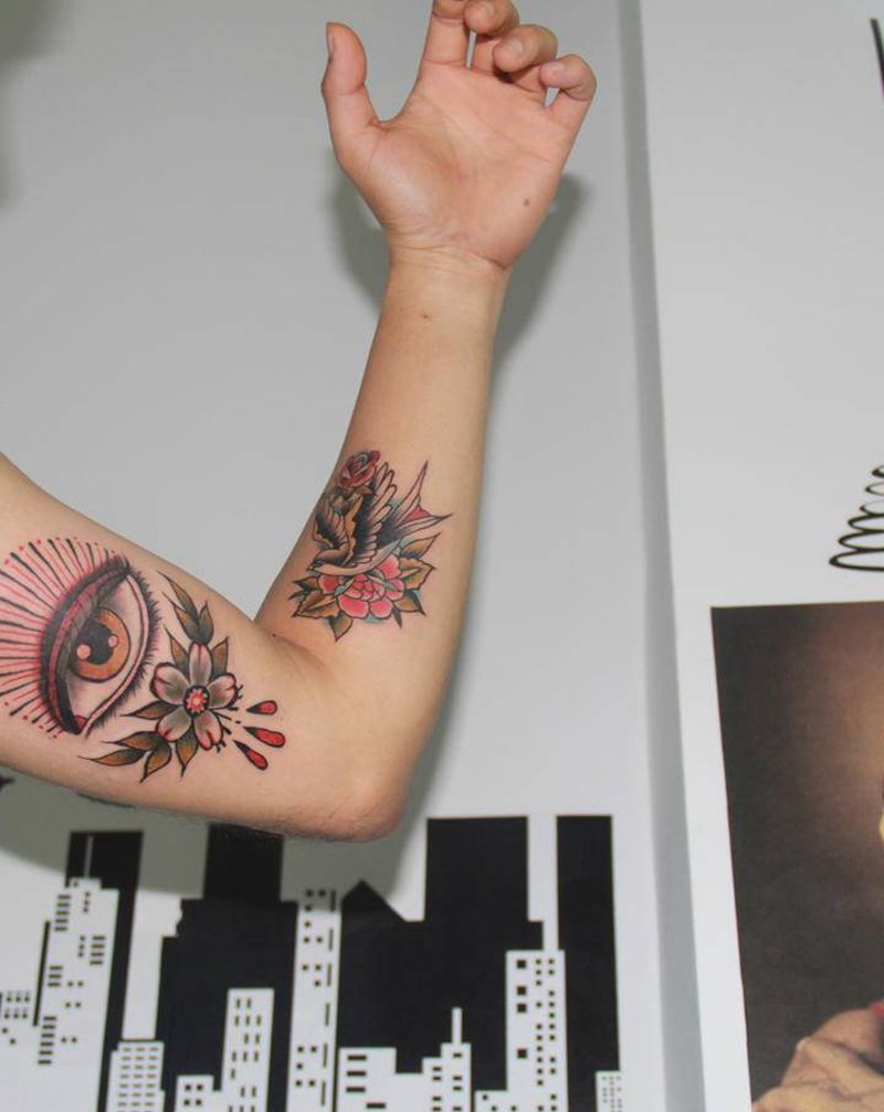 眼睛纹身图片_Old School纹身图案