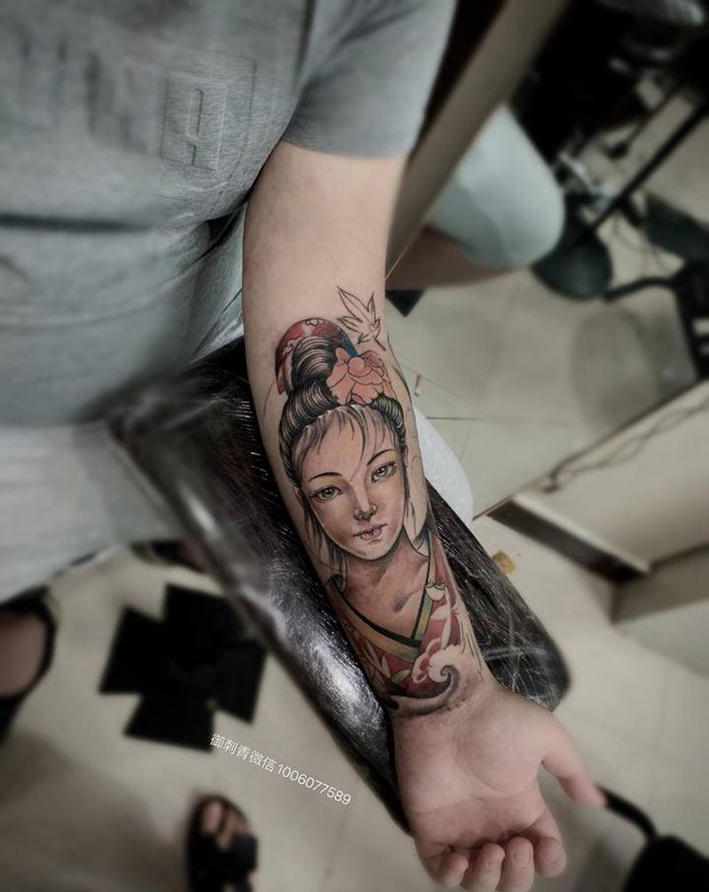 艺伎纹身图片_手部纹身图案