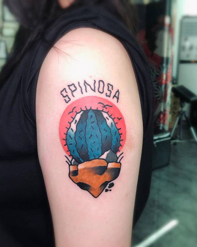 彩色小图仙人球纹身图片_手臂手部New School水彩纹身图案