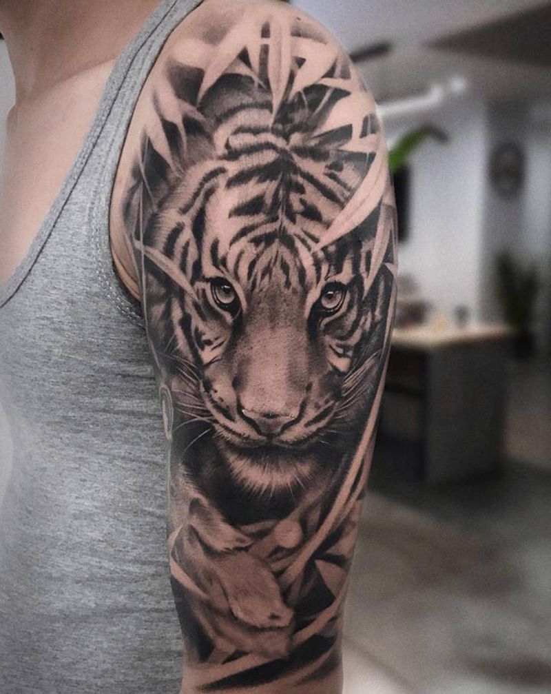 写实老虎【根作品】纹身图片_手臂欧美写实原创老虎纹身图案