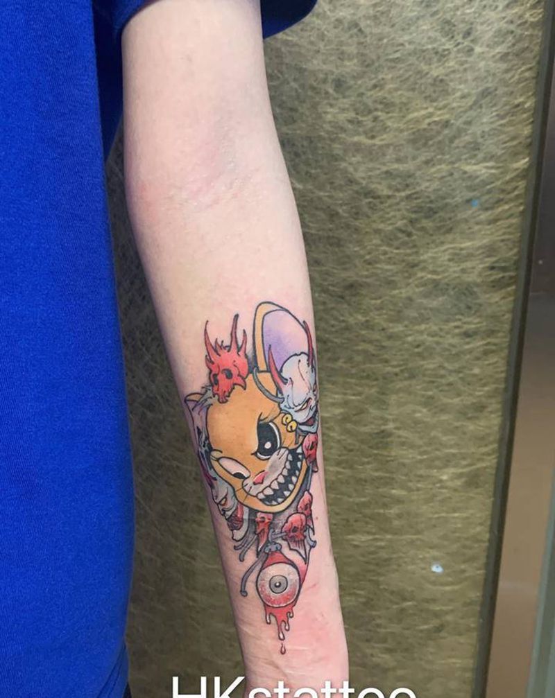 邪恶杰瑞纹身图片_手臂New School纹身图案