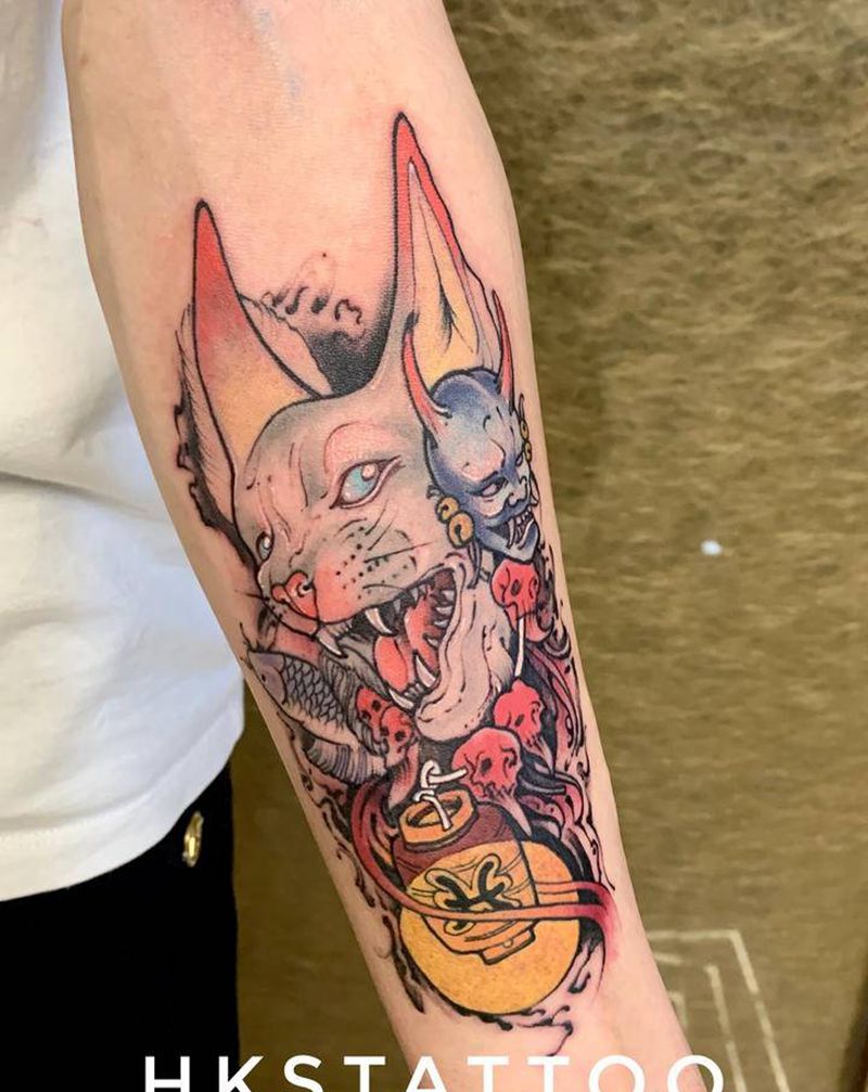 猫纹身图片_New School纹身图案