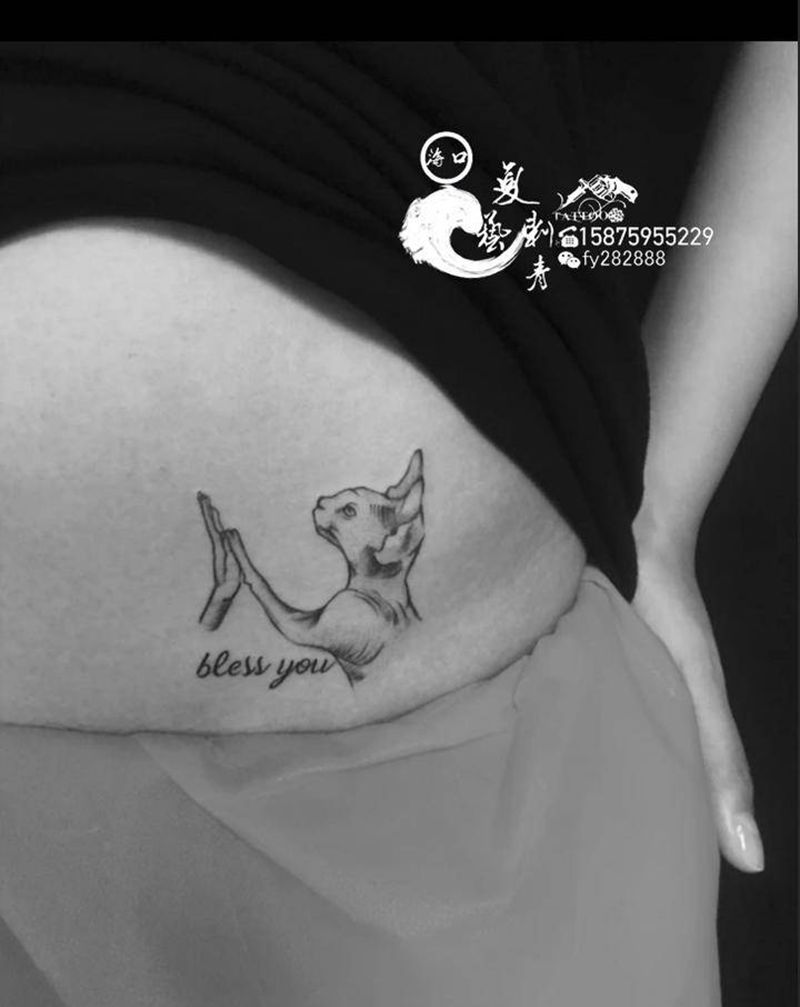 无毛猫纹身图片_欧美写实新传统纹身图案