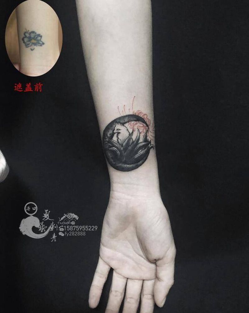 九尾狐纹身图片_新传统欧美写实纹身图案