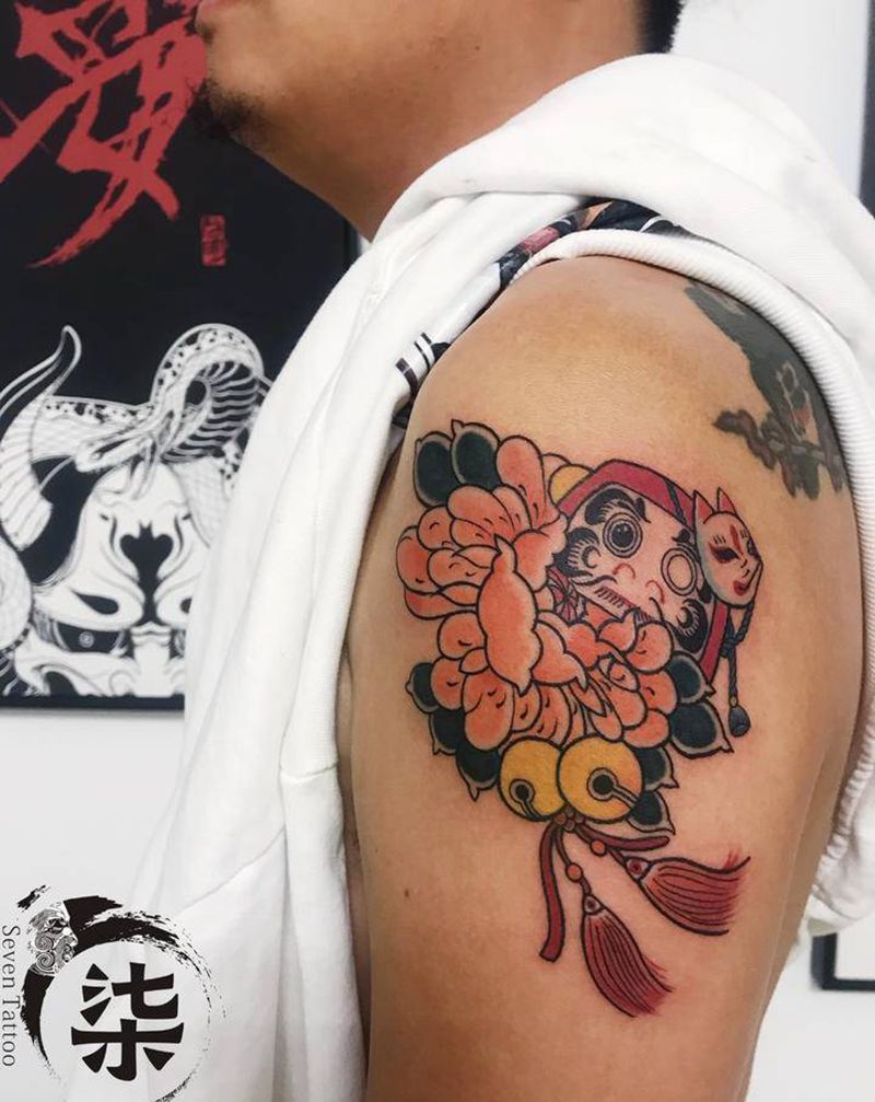 花达摩纹身图片_手臂纹身图案