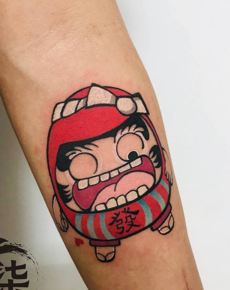 可可爱爱达摩蛋纹身图片_手臂纹身图案