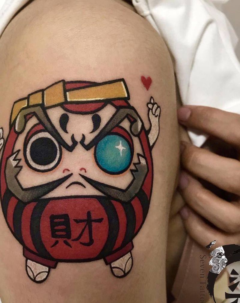 达摩蛋纹身图片_手臂纹身图案