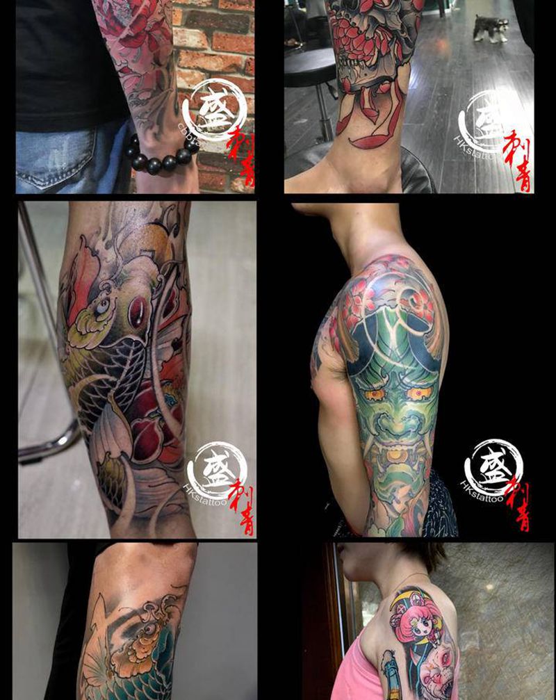 彩色作品纹身图片_手臂背部老传统新传统纹身图案
