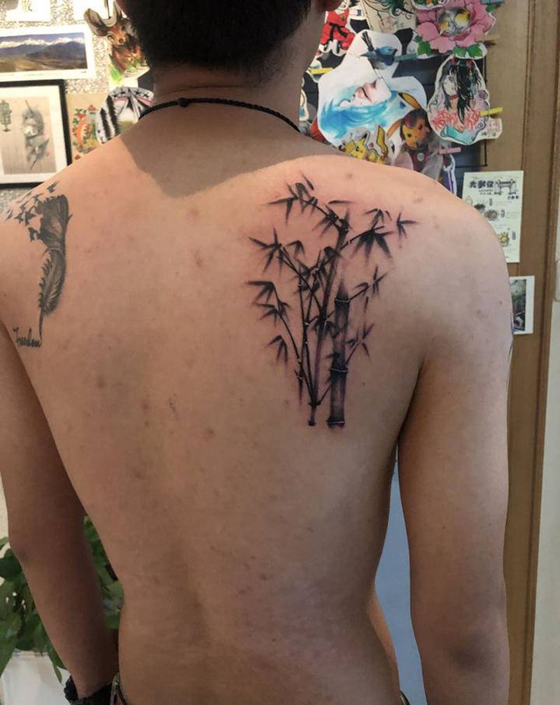 竹子纹身图片_背部纹身图案