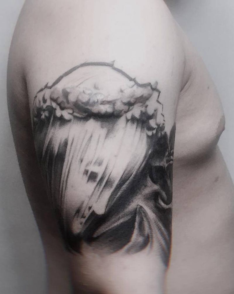 写实拼接纹身图片_手臂欧美写实纹身图案