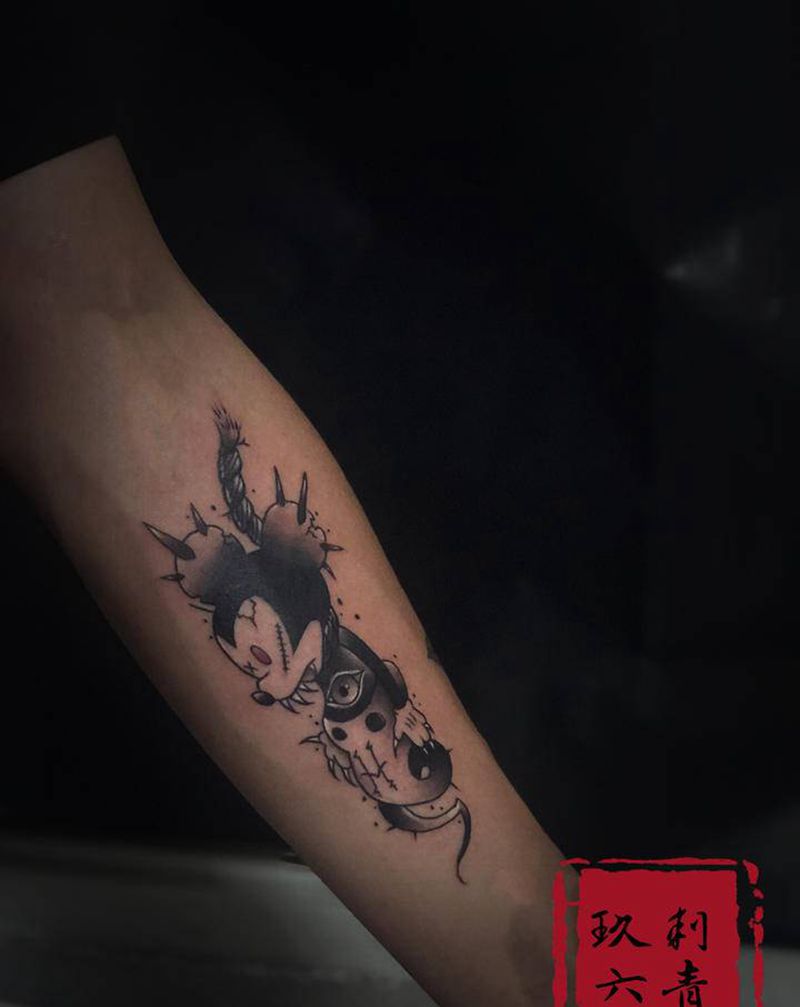 米奇纹身图片_手臂纹身图案