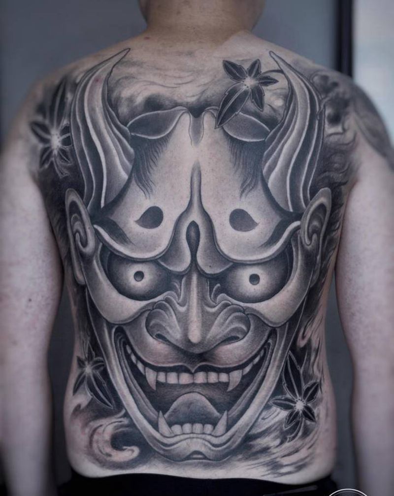 满背般若刺青纹身图片_背部东方传统纹身图案