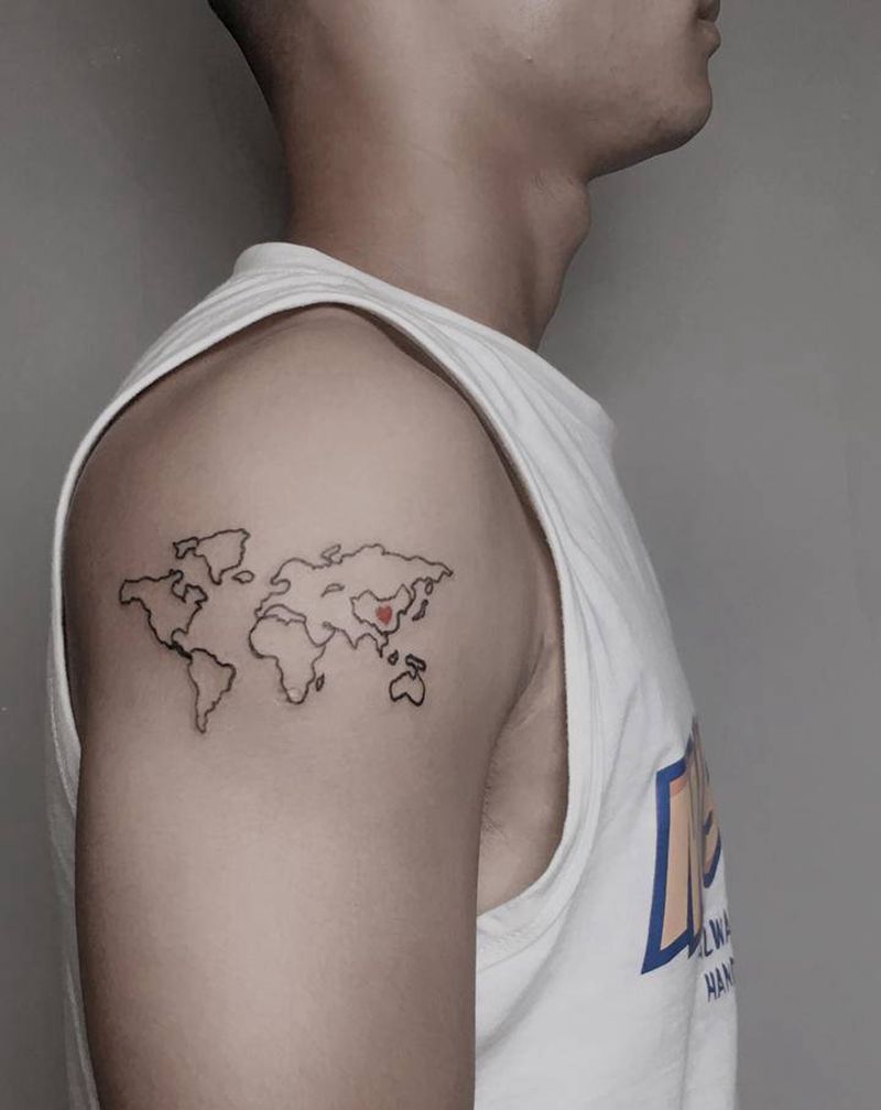 时间地图纹身图片_手臂纹身图案