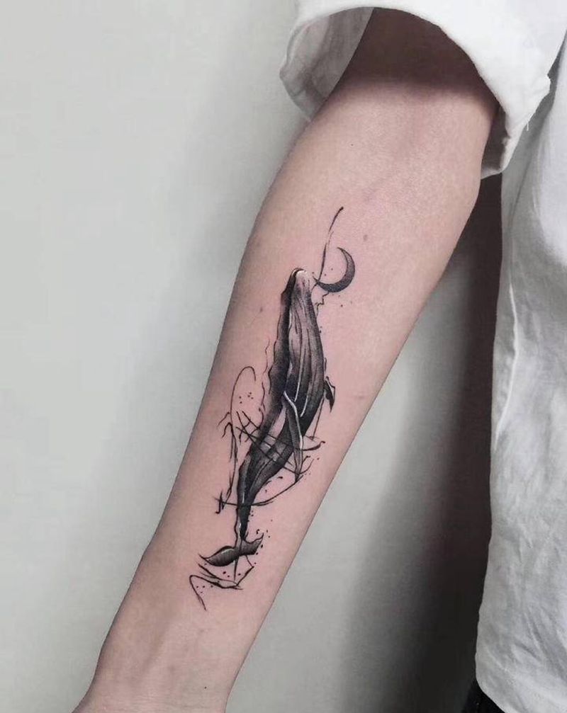 速写鲸鱼【丰作品】纹身图片_手臂速写鲸鱼纹身图案