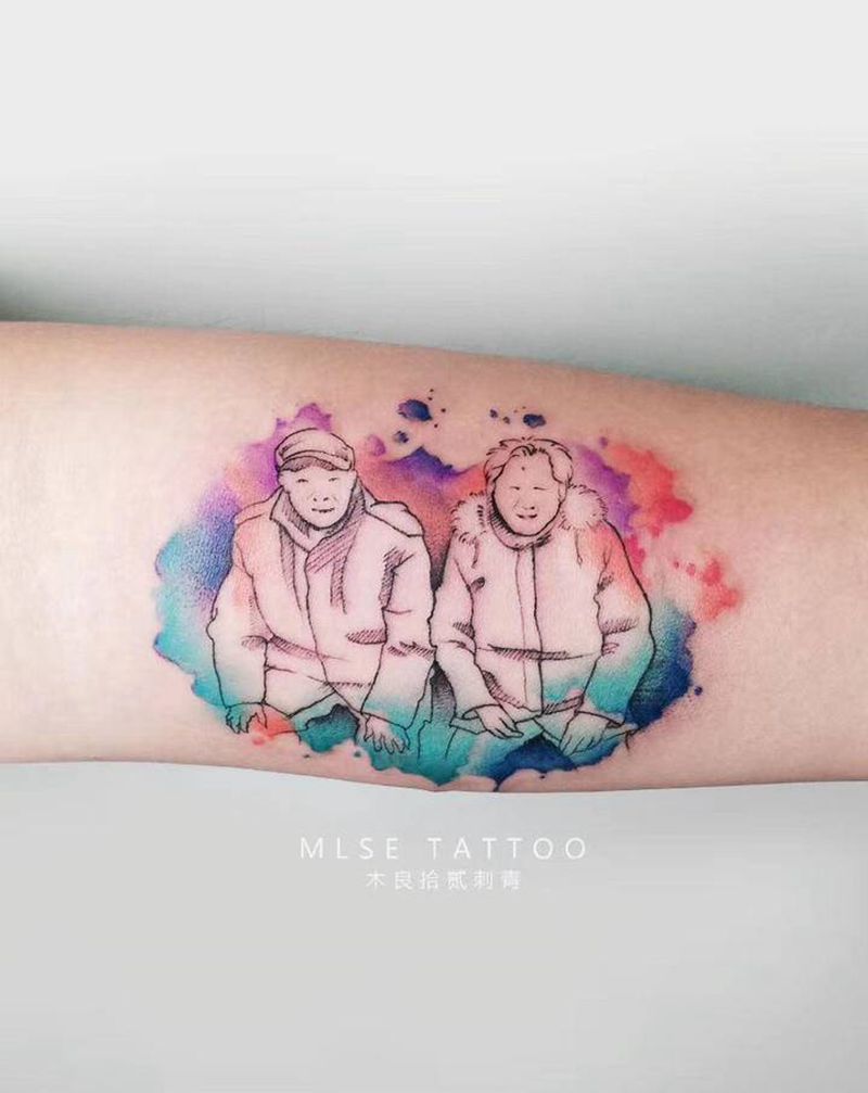水彩简笔画【丰作品】纹身图片_手臂水彩简笔画速写纹身图案