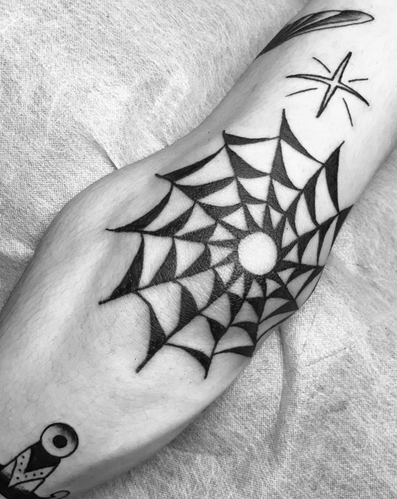 蜘蛛网网纹身图片_手臂Old School纹身图案