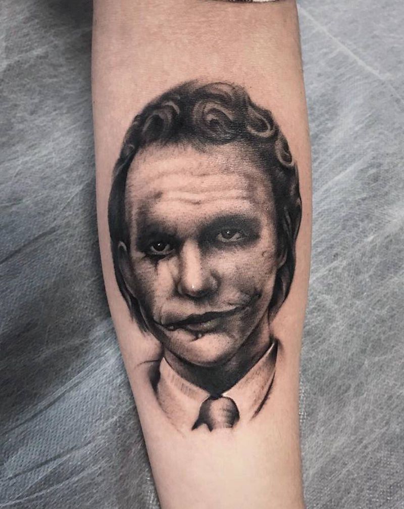 写实小丑【根作品】纹身图片_手臂欧美写实肖像小丑纹身图案