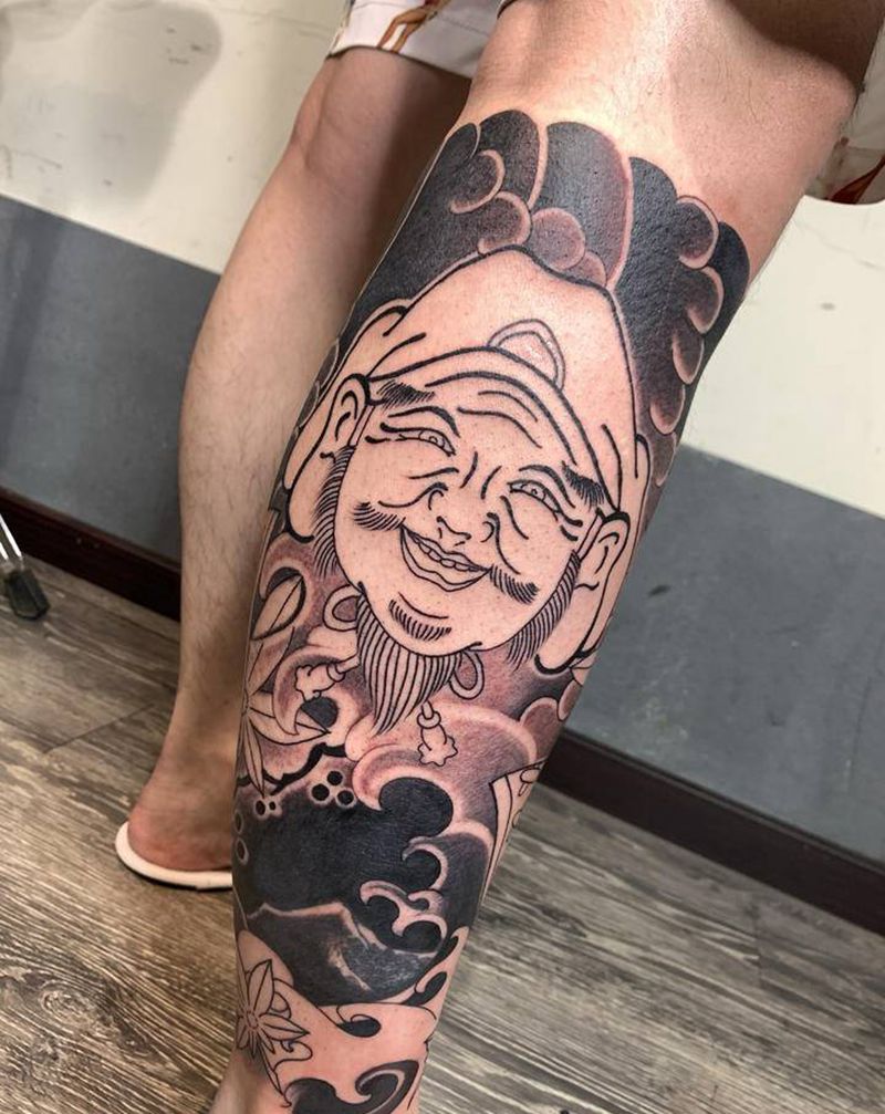 小腿纹身纹身图片_腿部老传统纹身图案