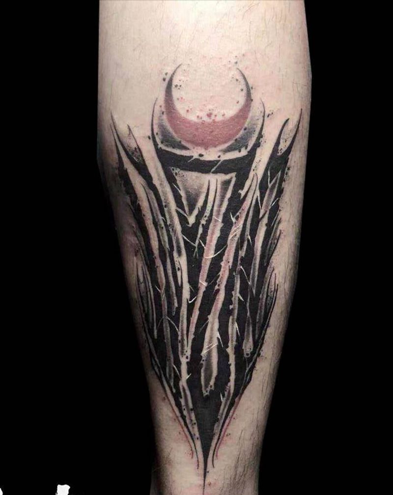 小腿花体纹身图片_花体字纹身图案