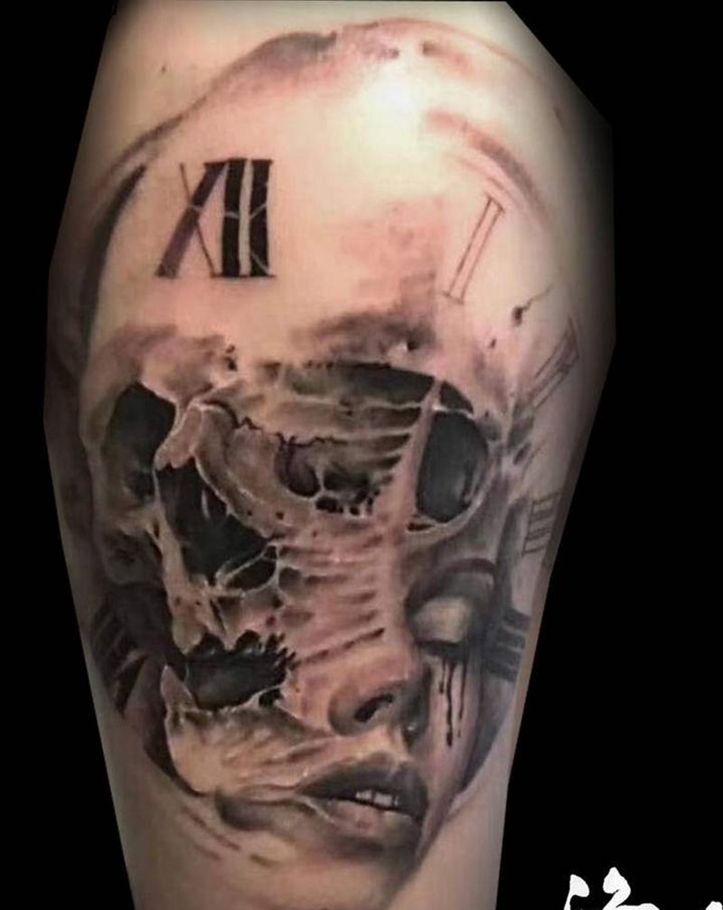 灵魂剥离纹身图片_胸部欧美写实纹身图案