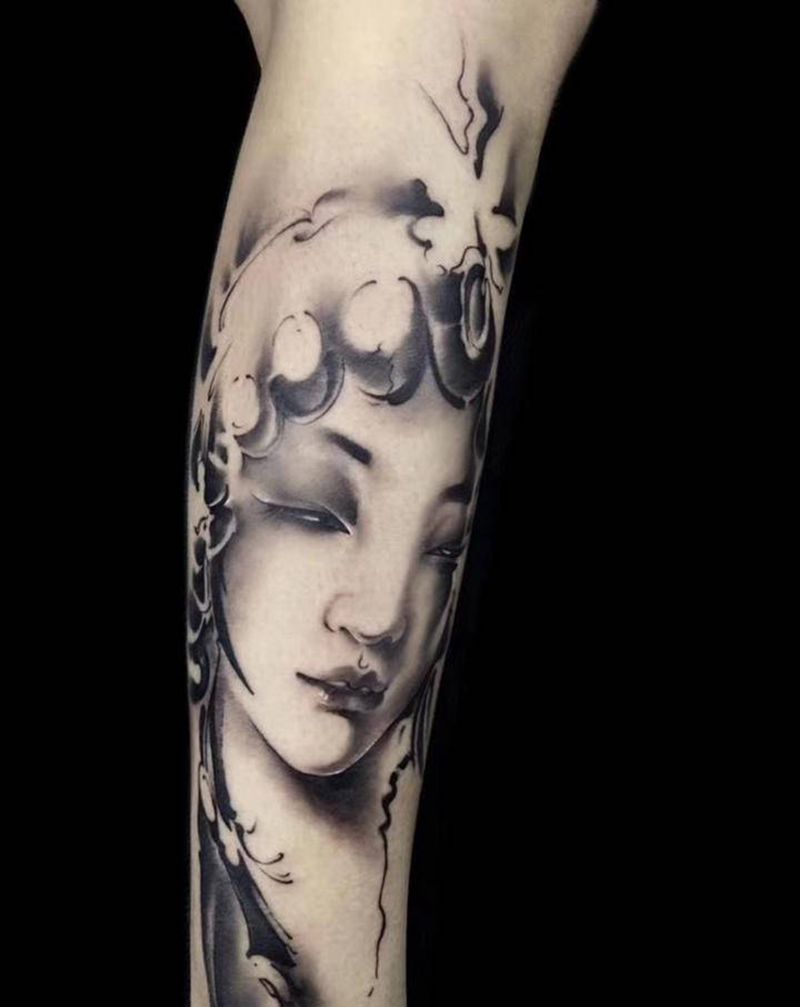 水墨纹身图片_水墨纹身图案