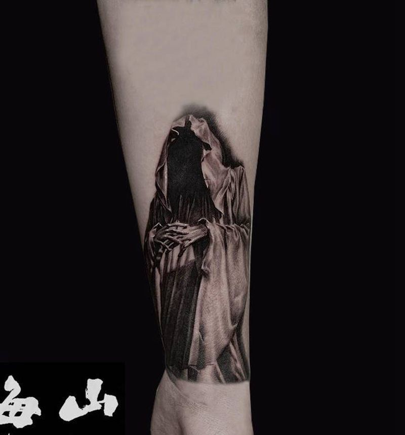 死神纹身图片_手臂欧美写实纹身图案