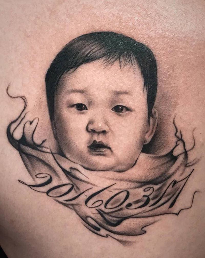 肖像写实【根作品】纹身图片_胸部欧美写实肖像纹身图案