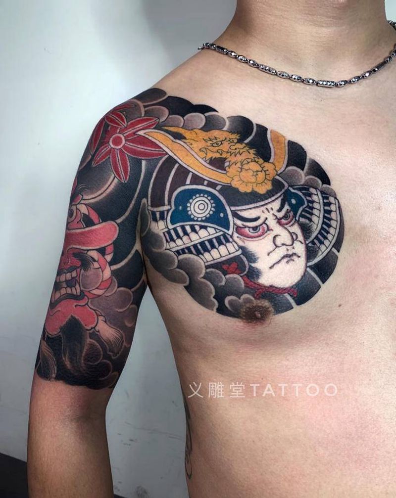 武士半胛纹身纹身图片_老传统重庆纹身图案